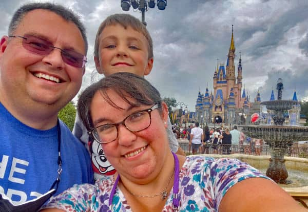 Mom, Dad and son at Walt Disney World