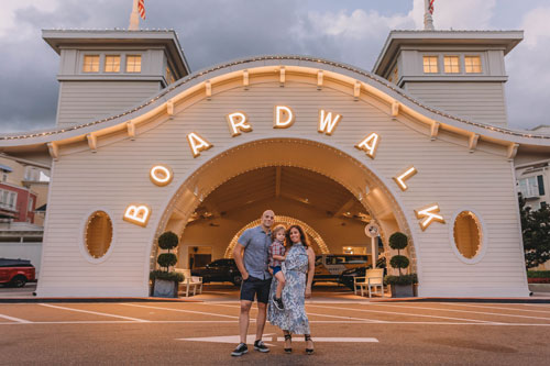 Fallon Bilis with her Family at Disney's Boardwalk Resort in Walt Disney World Resort. Fallon is a Travel Agent at Favorite Grampy Travels