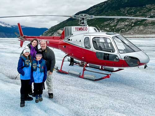 Michelle McSorley and Family leaving on an Helicoptor Adventure.