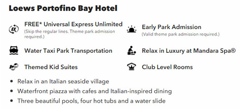 Portofino Bay Hotel Amenities