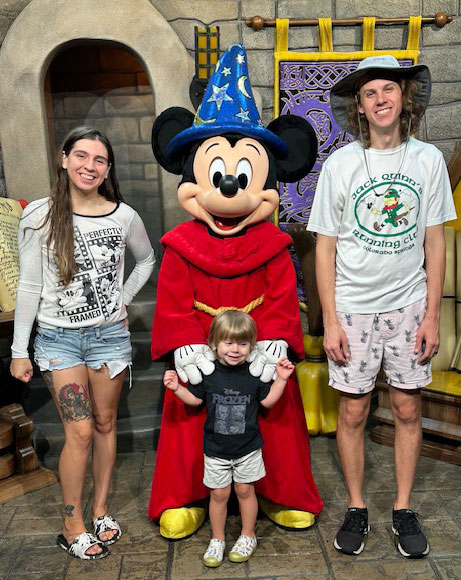 Shannon Robinson with Family and Mickey Mouse at Disney - Favorite Grampy Travels