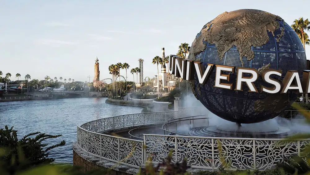 Universal Studios Florida in Orlando rotating globe at entrence to park.