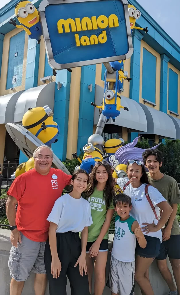 Minion Land at Universal Studios Florida with Favorite Grampy and the grandkids.