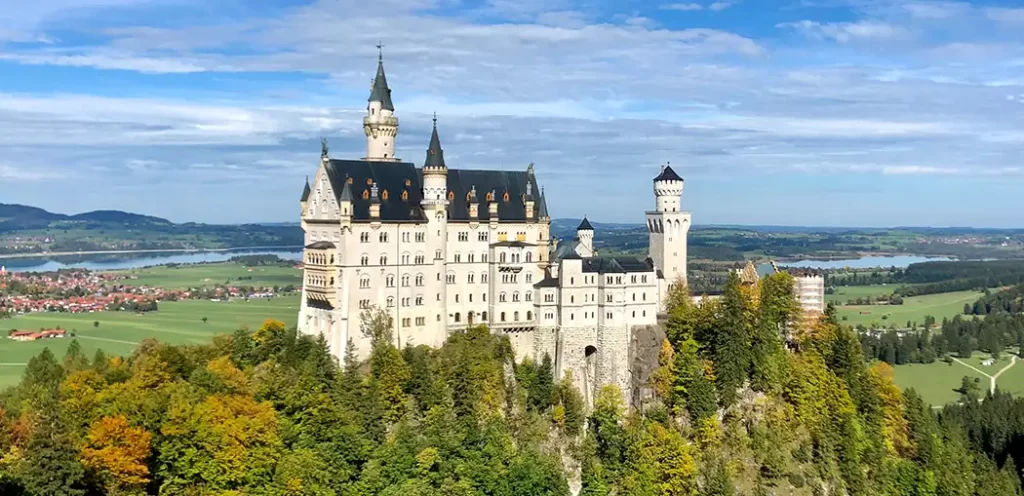 Neuschwanstein Castle in Füssen Germany is also known as the inspiration for Sleeping Beauty's Castle at Disneyland.