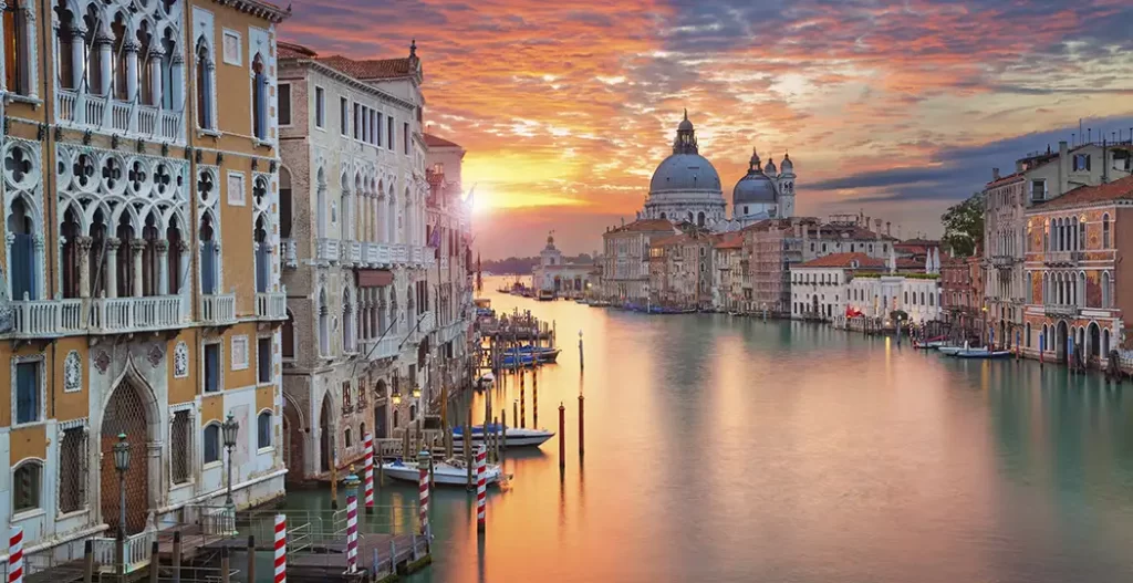 Venice Italy at sunset.