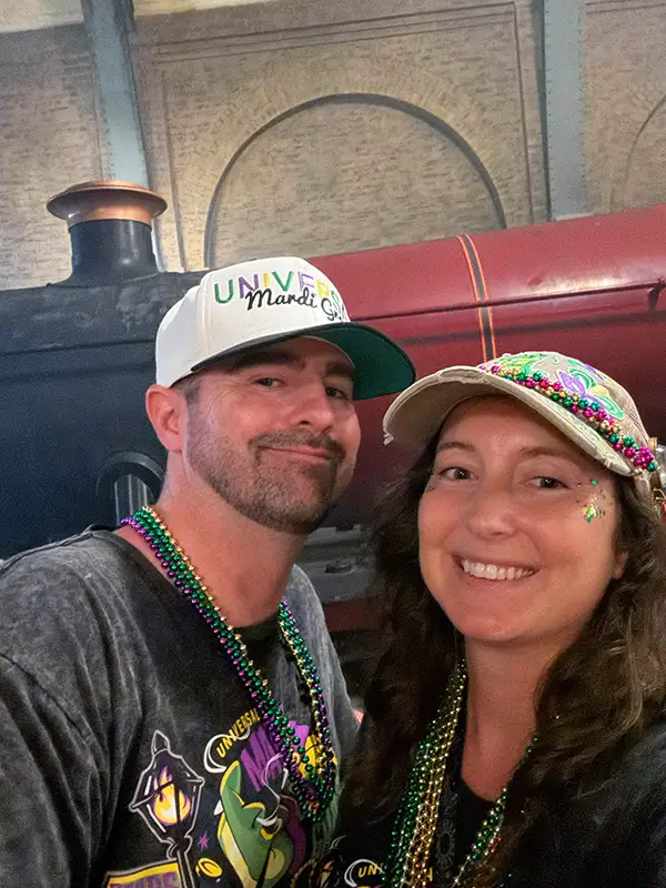 Madison Miler and Husband with Hogwarts Express.