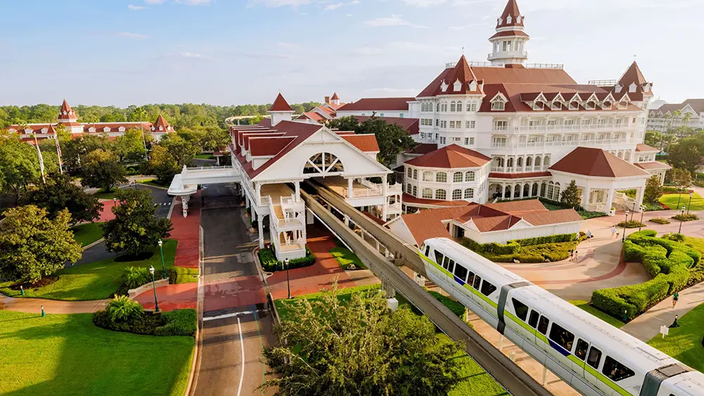 Disney Grand Floridian Resort and Spa Image of Monorail and Resort
