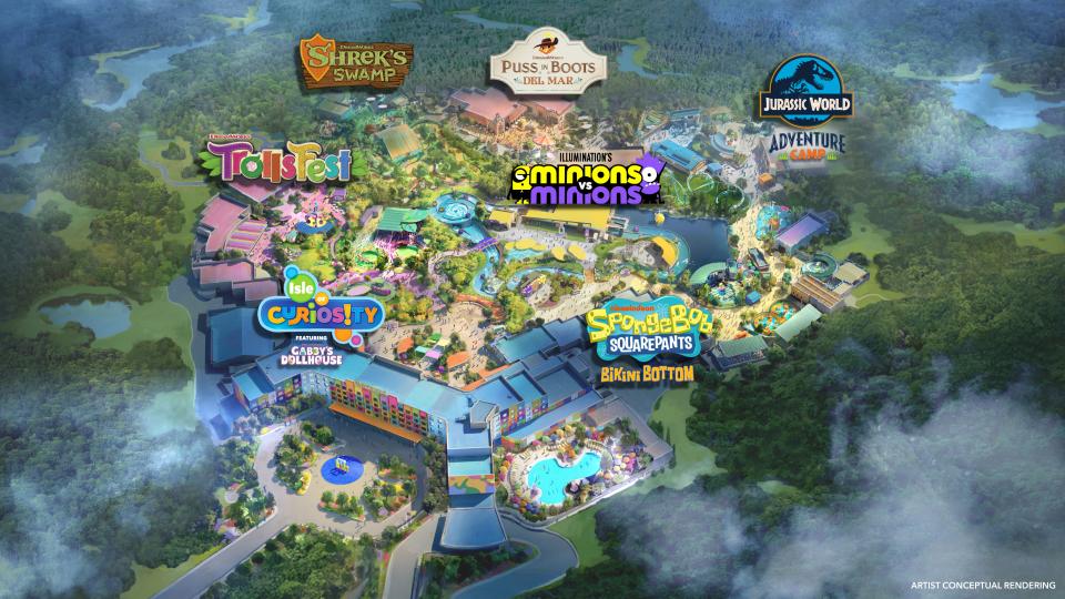 Universal-kids-resort-aerial-overview-frisco-texas-2026 - Favorite Grampy Travels Universal Kids Resort Aerial Overview Showing All 7 Themed Lands in Frisco Texas Opening 2026