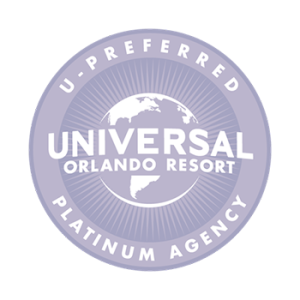 a Circular Badge with a Globe in the Center, Labeled Universal Orlando Resort. Around the Edge, It Reads U-preferred Platinum Agency in Capital Letters. the Badge is Light Purple and White. - Favorite Grampy Travels - Favorite Grampy Travels 2026 - Favorite Grampy Travels 2026