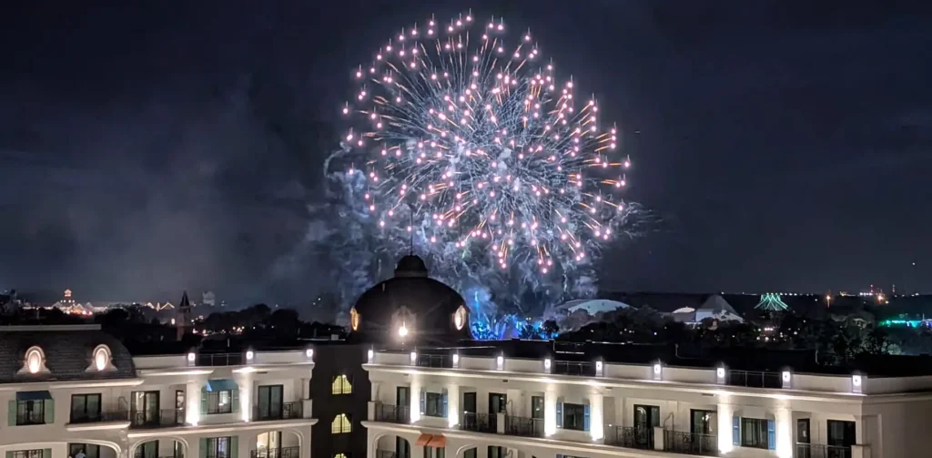 Nighttime Fireworks View from the Rooftop of Disney's Riviera Resort, Home of Topolino's Terrace - Favorite Grampy Travels 2026 - Favorite Grampy Travels 2026