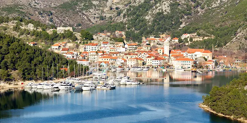 Bol on the island of Brac, Croatia, home of the Zlatni Rat beach, on the Lastavica yacht cruise