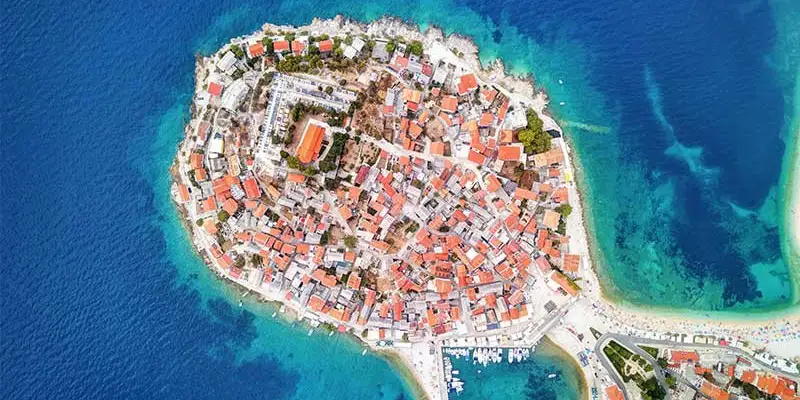 Primosten, Croatia, a peninsula town visited on the Lastavica yacht cruise