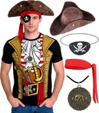 Men's pirate costume set with hat, eyepatch and accessories for Pirate Night