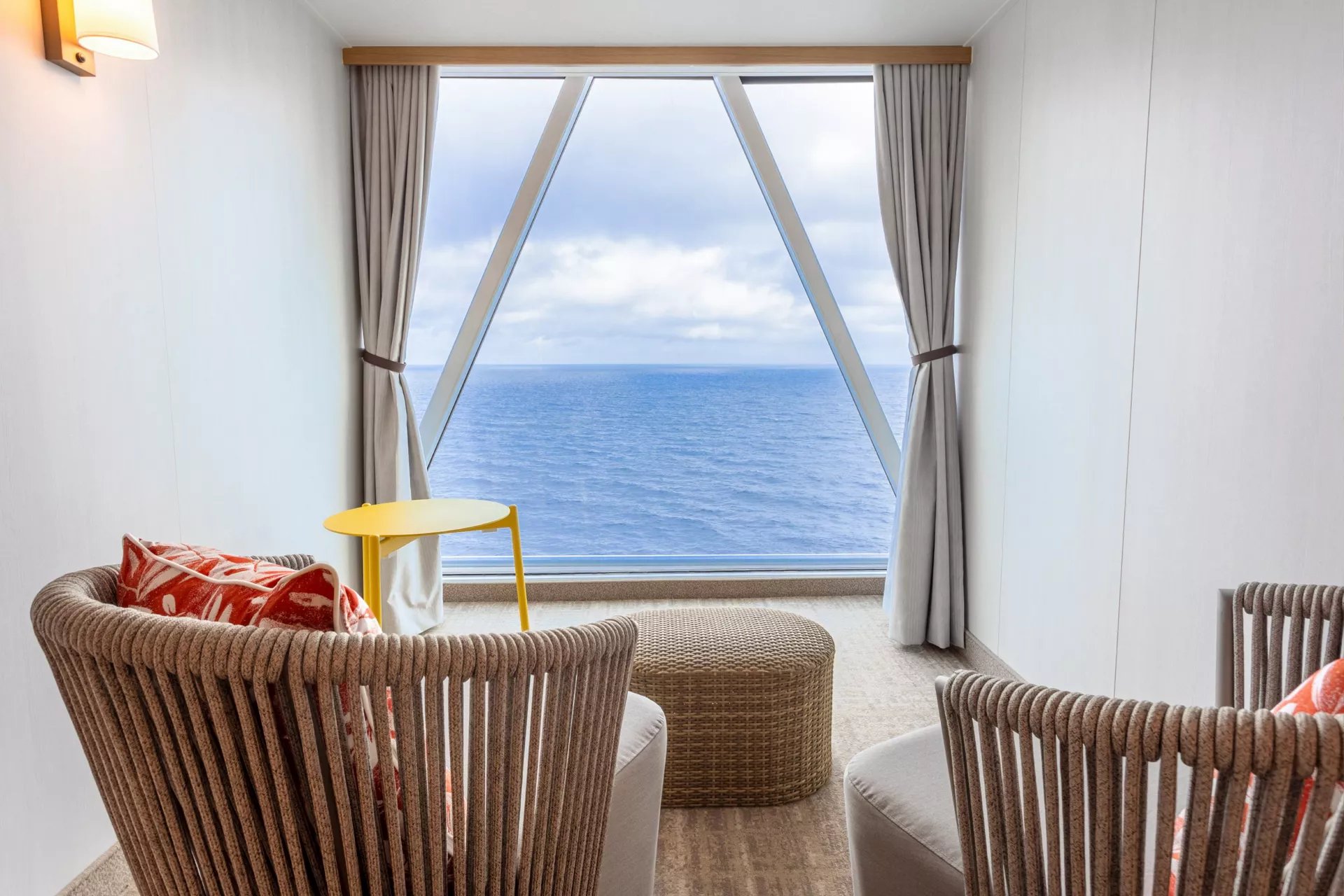 Panoramic Ocean View stateroom with a floor-to-ceiling window on Icon of the Seas