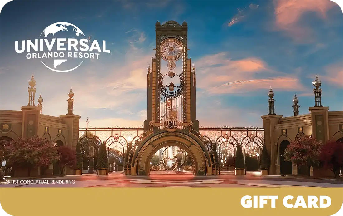Universal Orlando Resort gift card with the Epic Universe entrance design